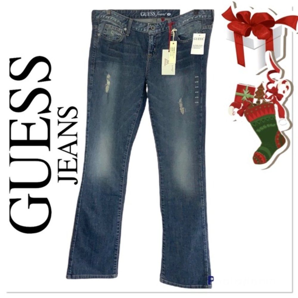 Guess blue wash straight leg slim fit jeans size 32